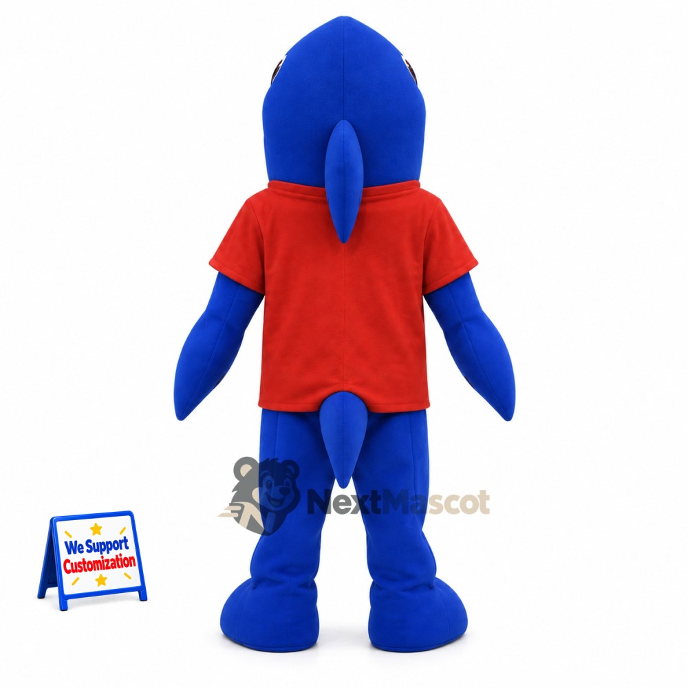 Shark Mascot Costume - Red Shirt for Ocean Events Shark Mascot Costume - Red Shirt for Ocean Events