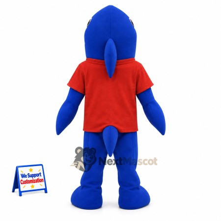 Shark Mascot Costume - Red Shirt for Ocean Events Shark Mascot Costume - Red Shirt for Ocean Events