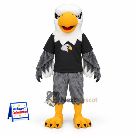 Eagle Mascot Costume - Gray, Black Polo Shirt Eagle Mascot Costume - Gray, Black Polo Shirt