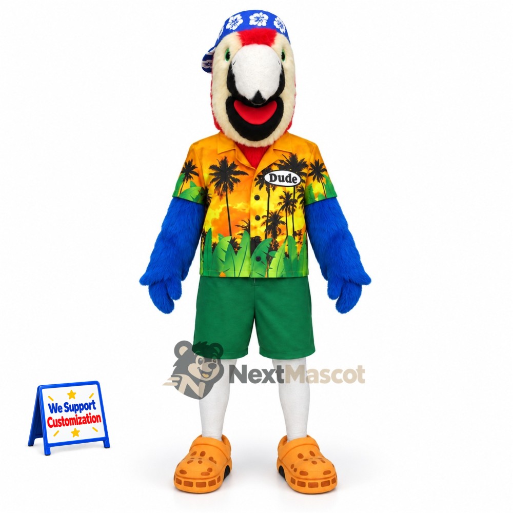 Parrot Mascot Costume - Hawaiian Shirt Parrot Mascot Costume - Hawaiian Shirt
