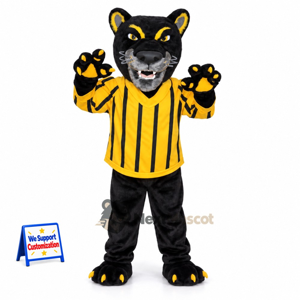 Panther Mascot Costume - Striped Shirt Panther Mascot Costume - Striped Shirt