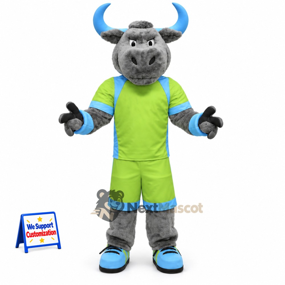 Bull Mascot Costume - Green Uniform for School Events Bull Mascot Costume - Green Uniform for School Events