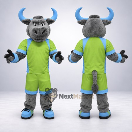 Bull Mascot Costume - Green Uniform for School Events Bull Mascot Costume - Green Uniform for School Events