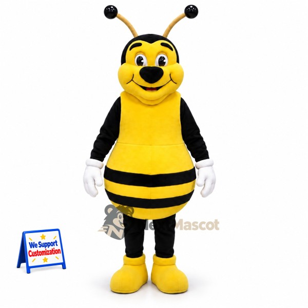 Bee Mascot Costume - Yellow, Rounded Black Antennae