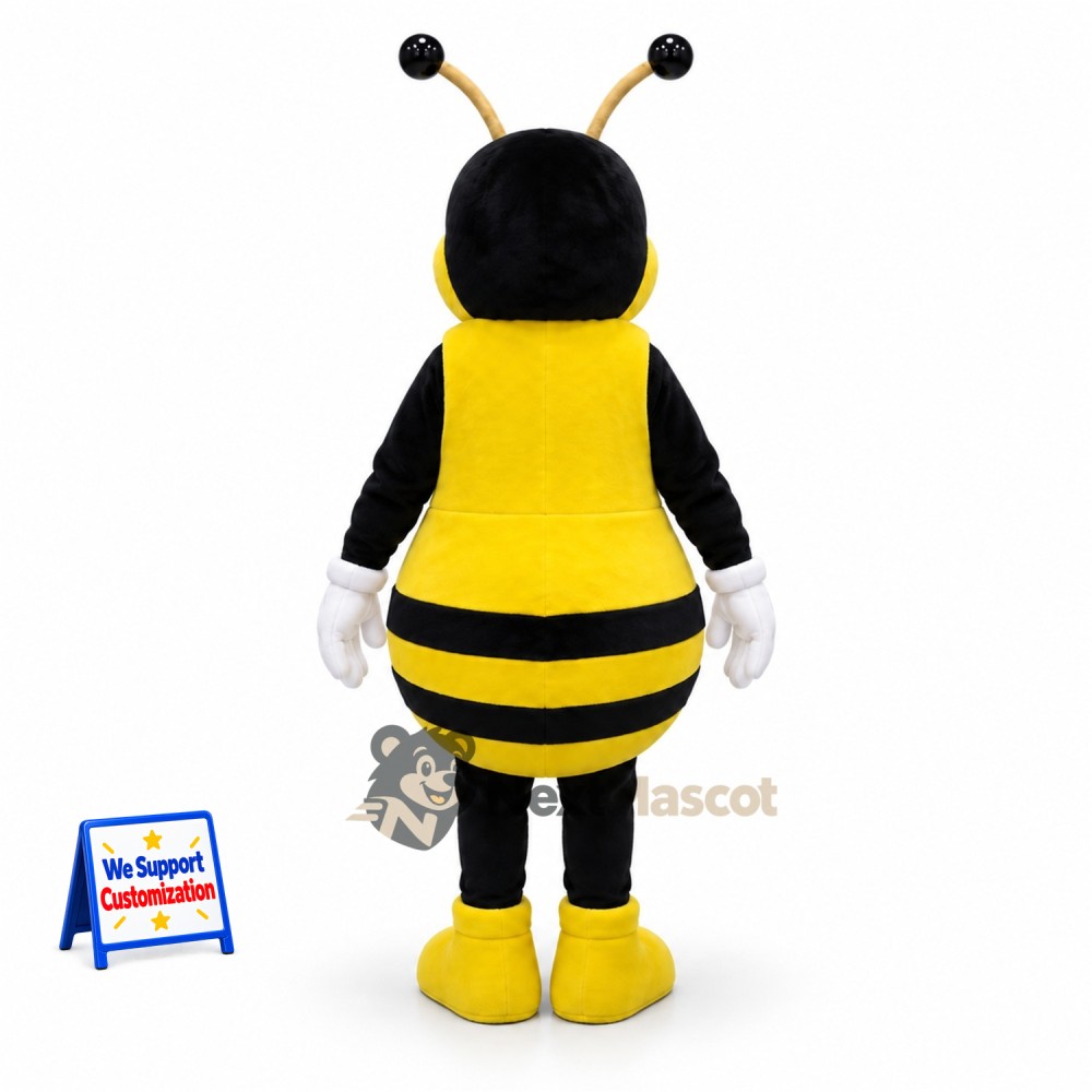 Bee Mascot Costume - Yellow, Rounded Black Antennae Bee Mascot Costume - Yellow, Rounded Black Antennae