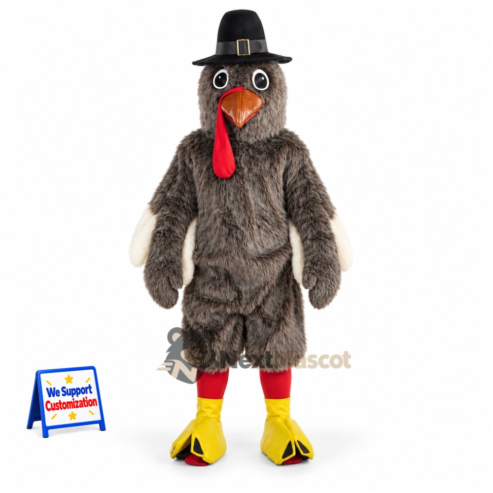 Turkey Mascot Costume - Pilgrim Hat for Parades Turkey Mascot Costume - Pilgrim Hat for Parades