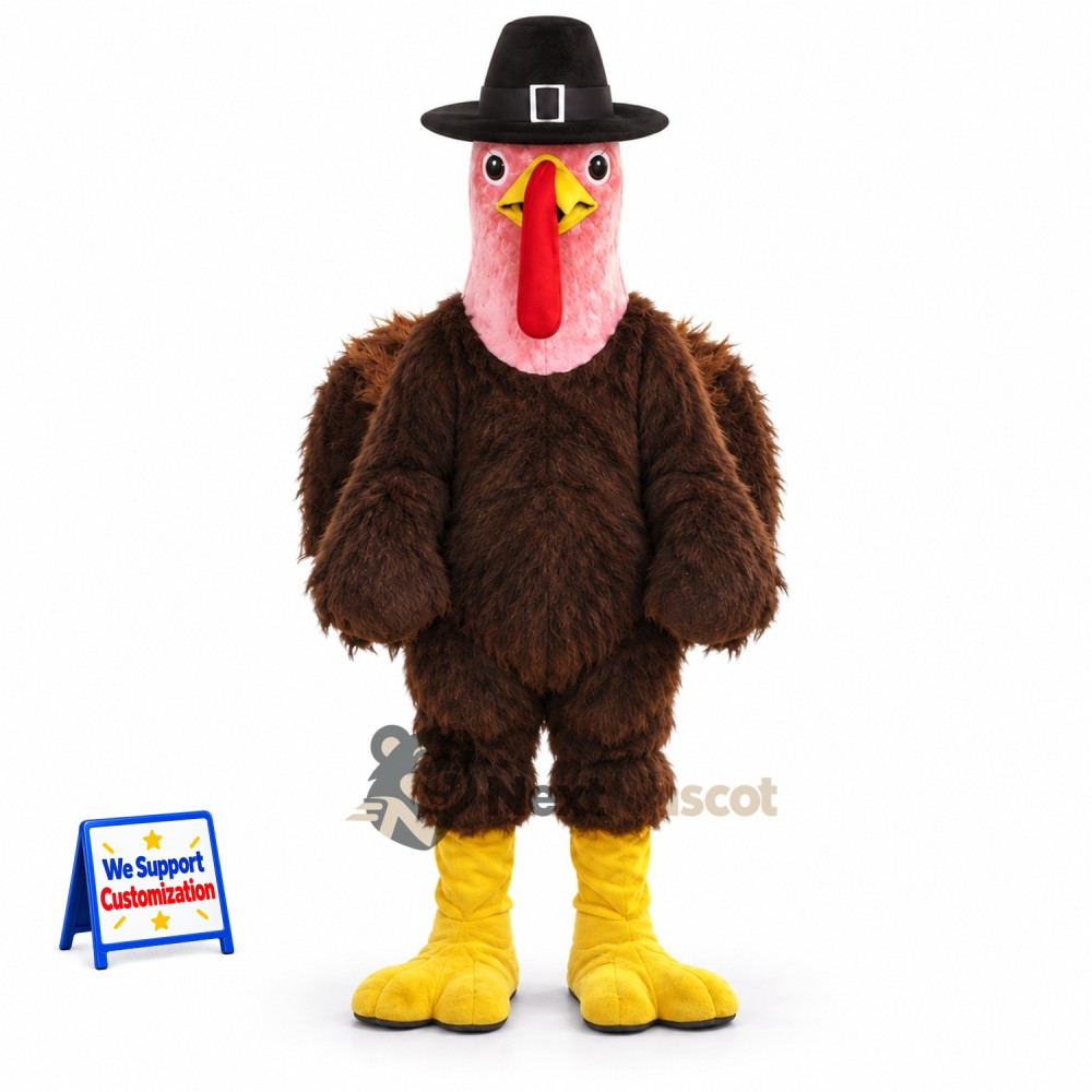 Turkey Mascot Costume - Pilgrim Hat for School Events