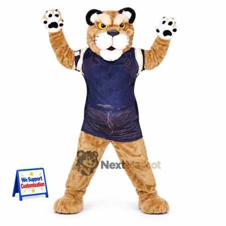 Cougar Mascot Costume - Tan, Navy Uniform