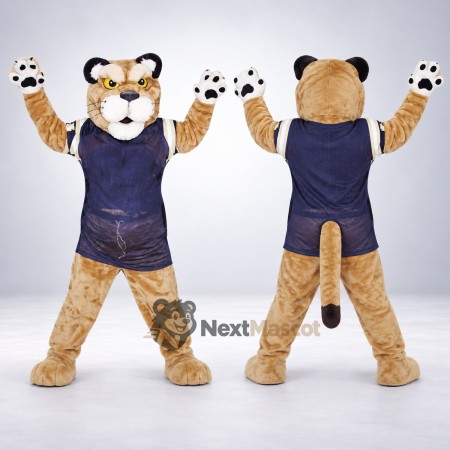 Cougar Mascot Costume - Tan, Navy Uniform