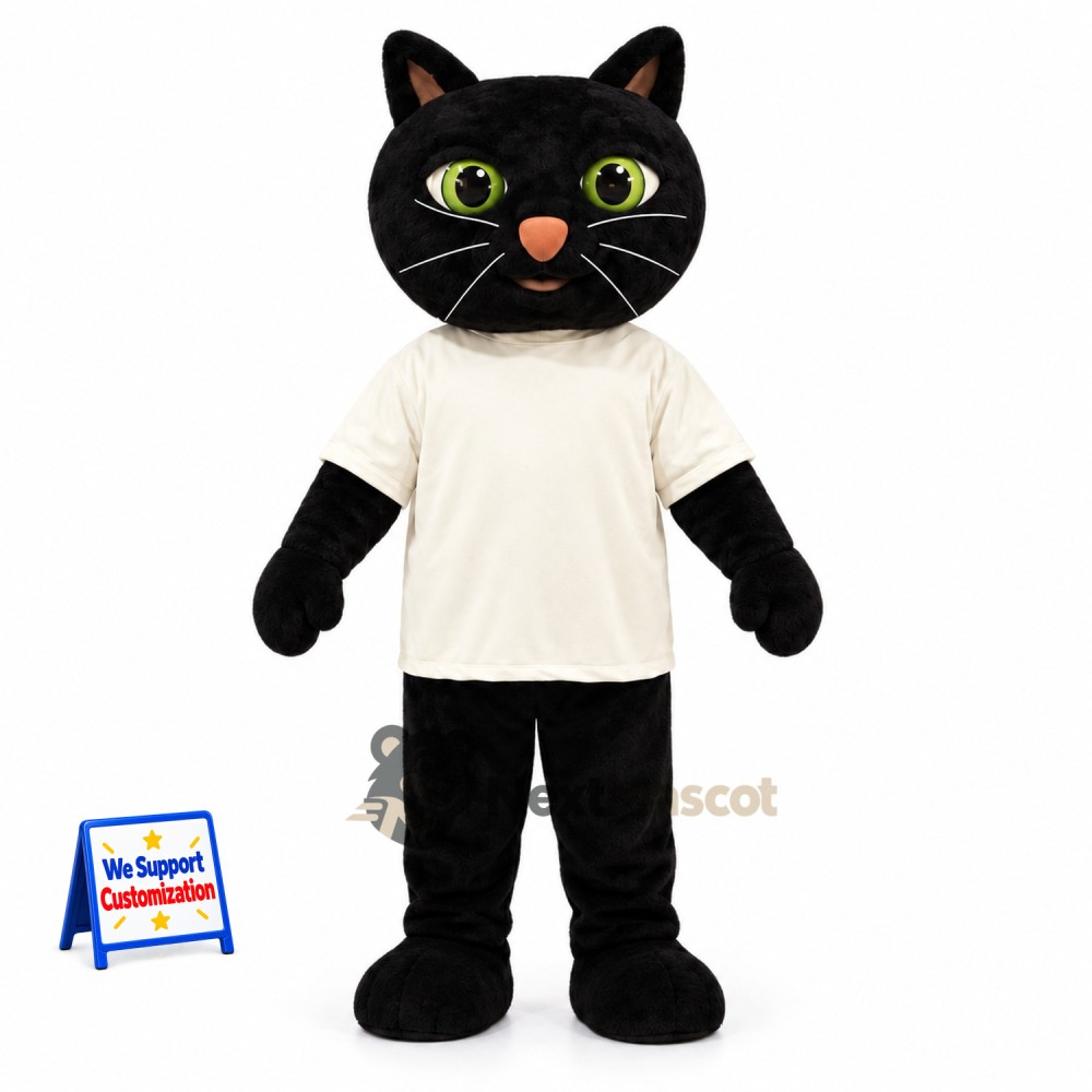 Cat Mascot Costume - Black, White Shirt Cat Mascot Costume - Black, White Shirt