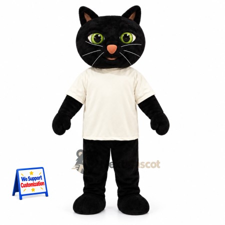 Cat Mascot Costume - Black, White Shirt Cat Mascot Costume - Black, White Shirt
