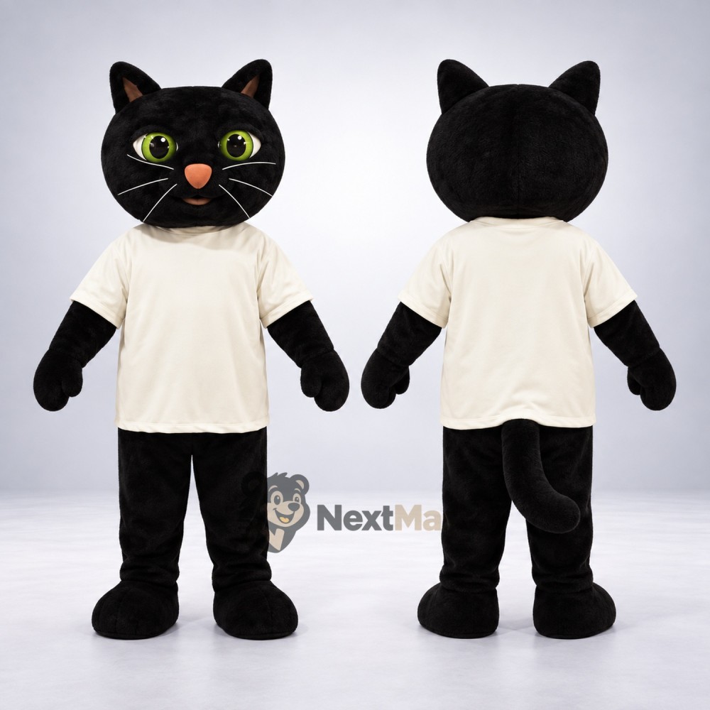 Cat Mascot Costume - Black, White Shirt Cat Mascot Costume - Black, White Shirt