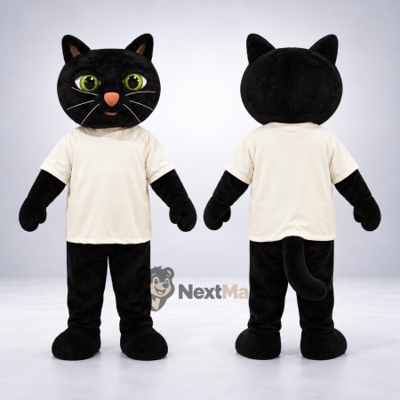 Cat Mascot Costume - Black, White Shirt Cat Mascot Costume - Black, White Shirt