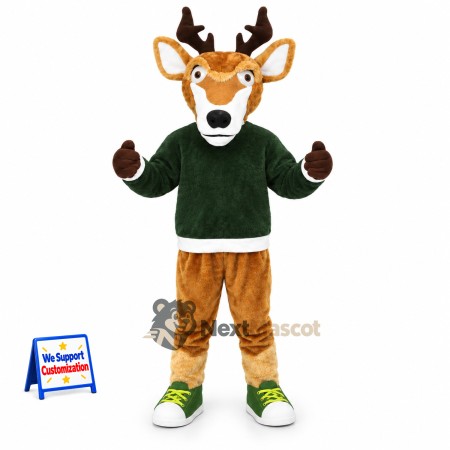 Deer Mascot Costume - Green Shirt Deer Mascot Costume - Green Shirt