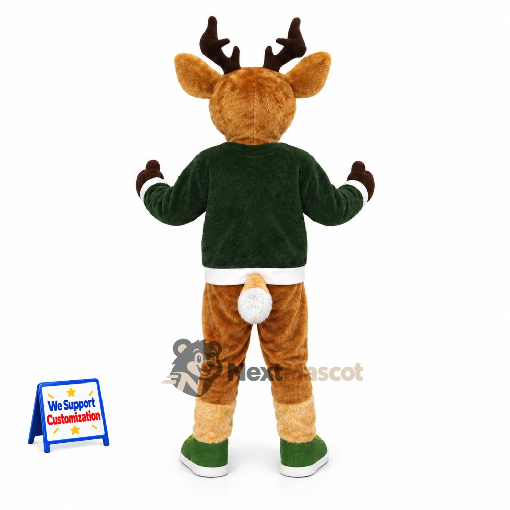Deer Mascot Costume - Green Shirt Deer Mascot Costume - Green Shirt