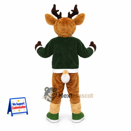 Deer Mascot Costume - Green Shirt Deer Mascot Costume - Green Shirt