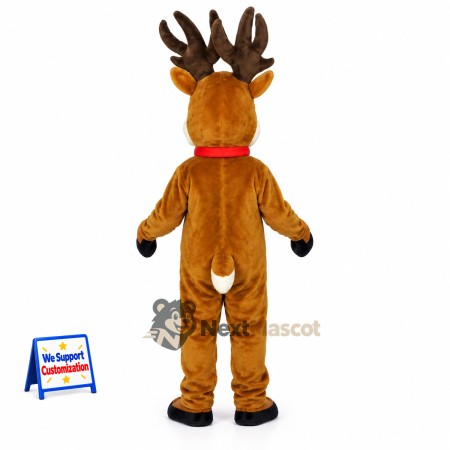 Deer Mascot Costume - Brown, Red Collar Deer Mascot Costume - Brown, Red Collar
