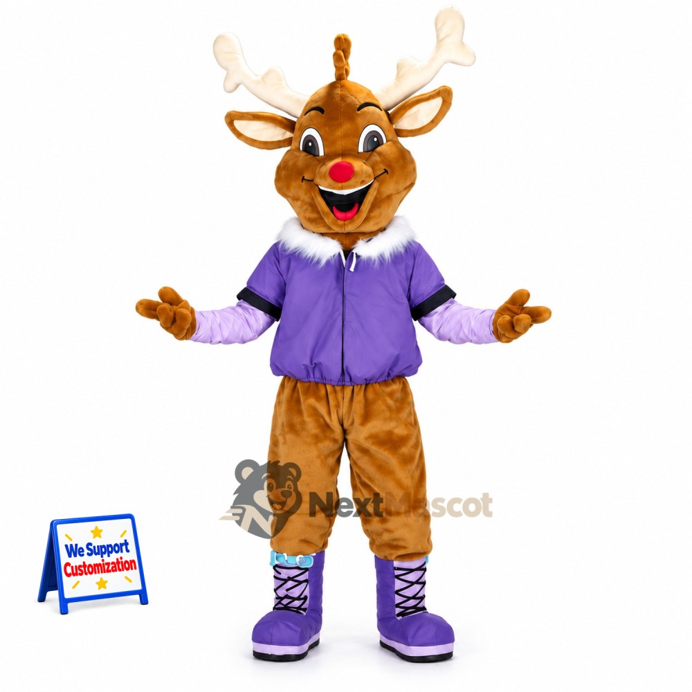 Deer Mascot Costume - Purple Jacket Deer Mascot Costume - Purple Jacket