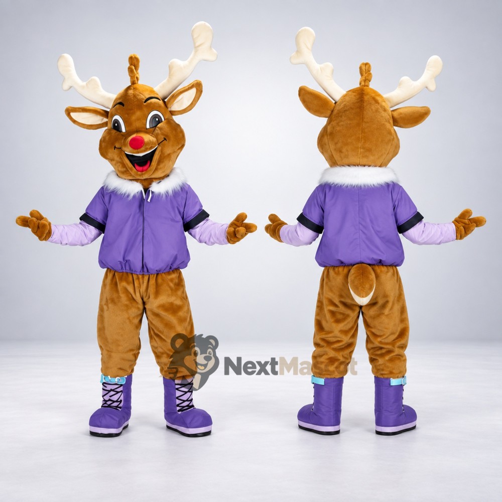 Deer Mascot Costume - Purple Jacket Deer Mascot Costume - Purple Jacket