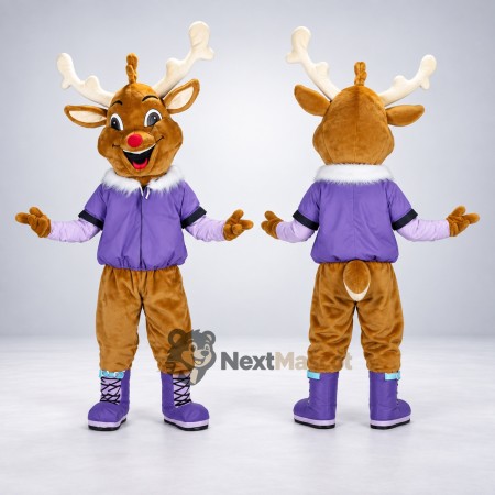 Deer Mascot Costume - Purple Jacket Deer Mascot Costume - Purple Jacket