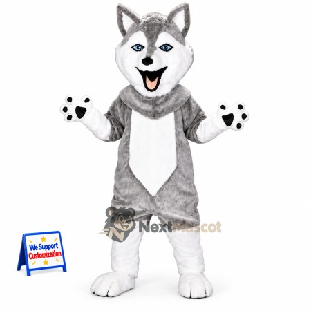 Husky Mascot Costume - Gray for Street Fairs Husky Mascot Costume - Gray for Street Fairs