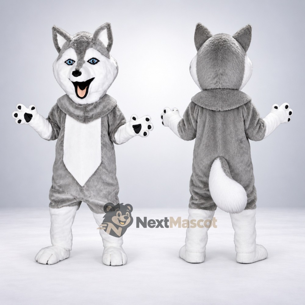 Husky Mascot Costume - Gray for Street Fairs Husky Mascot Costume - Gray for Street Fairs