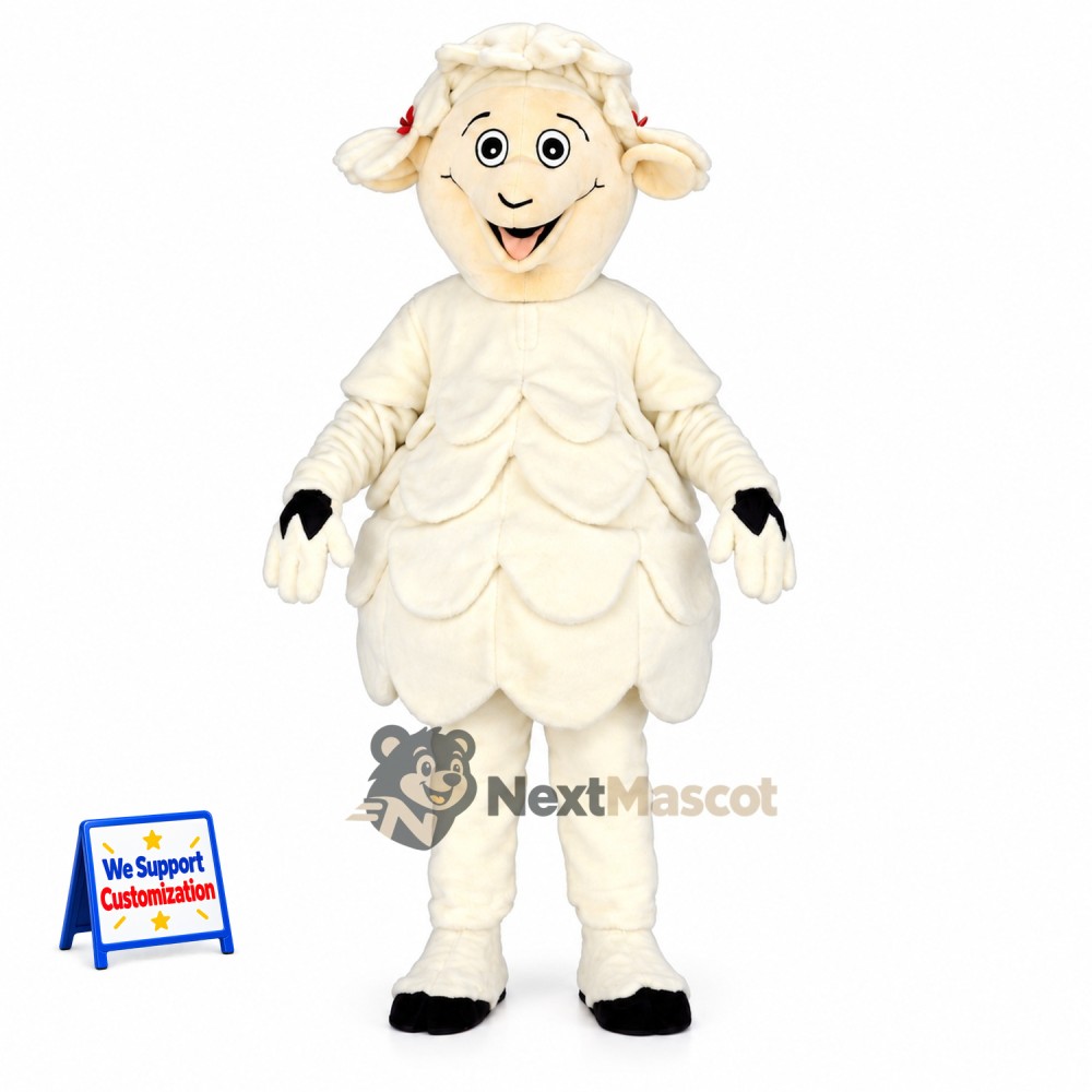 Sheep Mascot Costume - White for Parades