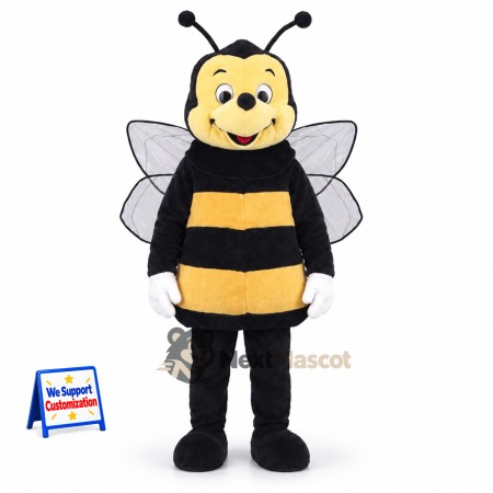 Bee Mascot Costume - Yellow, Four Clear Wings for Garden Events Bee Mascot Costume - Yellow, Four Clear Wings for Garden Events