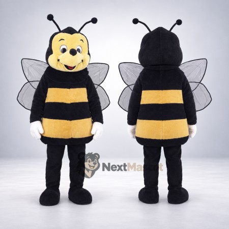 Bee Mascot Costume - Yellow, Four Clear Wings for Garden Events Bee Mascot Costume - Yellow, Four Clear Wings for Garden Events