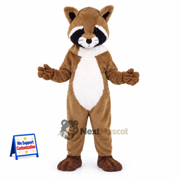 Raccoon Mascot Costume - Brown, Ringed Tail