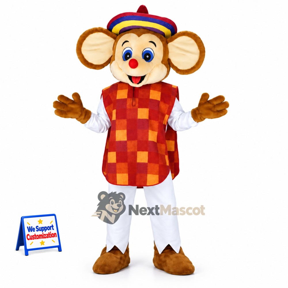 Mouse Mascot Costume - Checkered Shirt Mouse Mascot Costume - Checkered Shirt