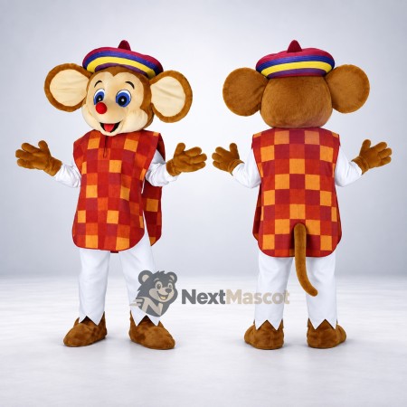 Mouse Mascot Costume - Checkered Shirt Mouse Mascot Costume - Checkered Shirt