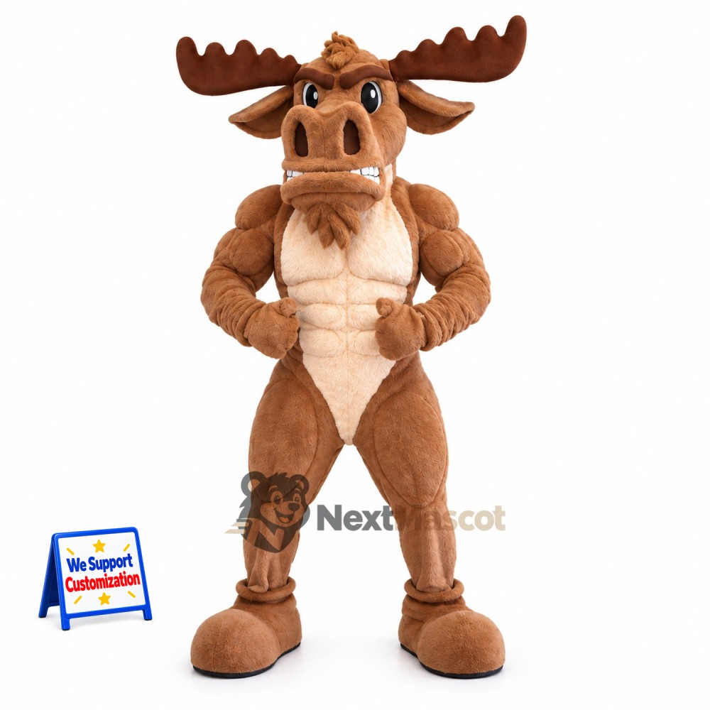 Moose Mascot Costume - Muscular for School Events Moose Mascot Costume - Muscular for School Events