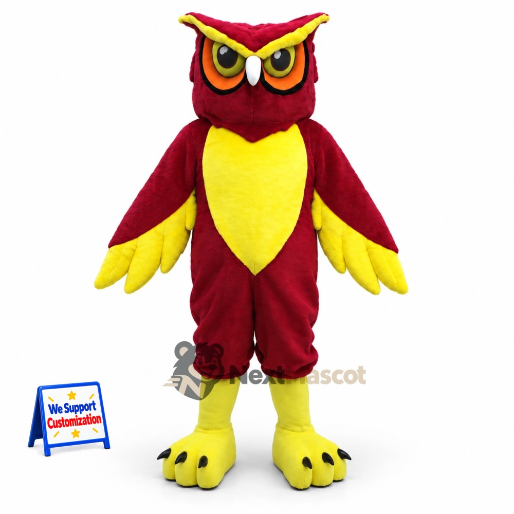 Owl Mascot Costume - Red for Community Events Owl Mascot Costume - Red for Community Events