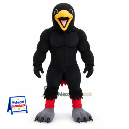 Eagle Mascot Costume - Muscular, Black Eagle Mascot Costume - Muscular, Black