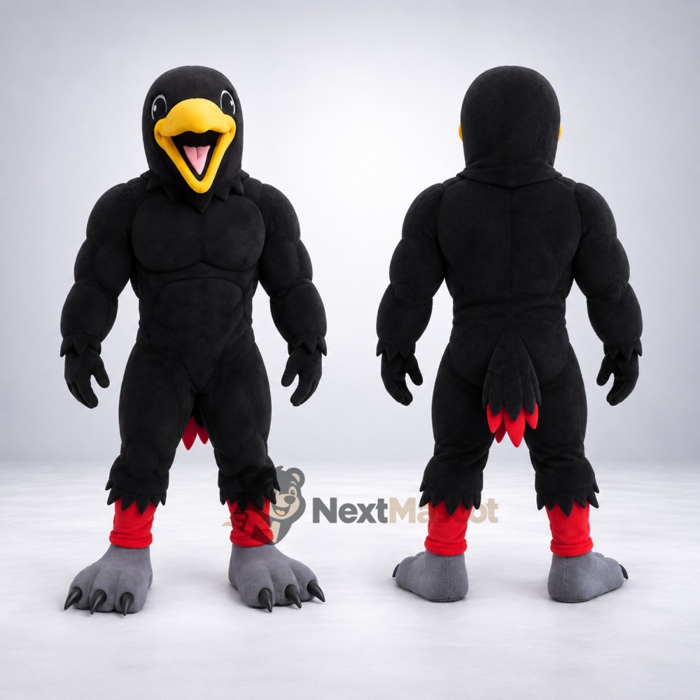 Eagle Mascot Costume - Muscular, Black Eagle Mascot Costume - Muscular, Black