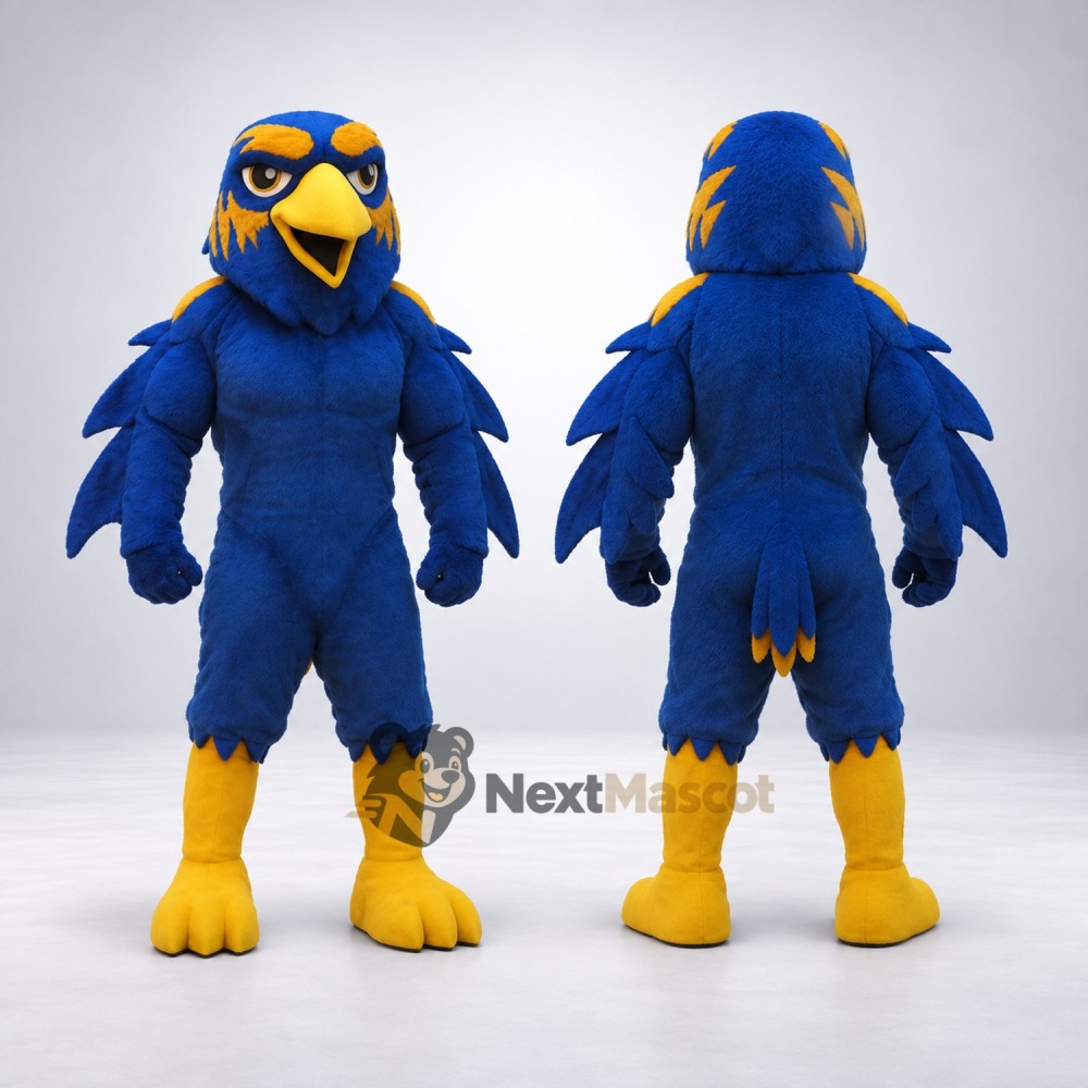 Eagle Mascot Costume - Muscular, Blue for School Events Eagle Mascot Costume - Muscular, Blue for School Events