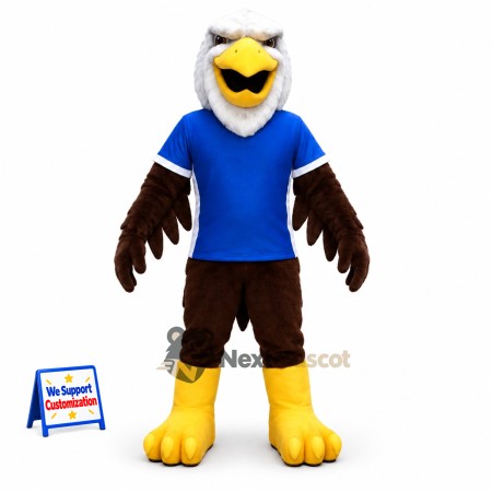 Bald Eagle Mascot Costume - Blue Shirt and Black Shorts Bald Eagle Mascot Costume - Blue Shirt and Black Shorts