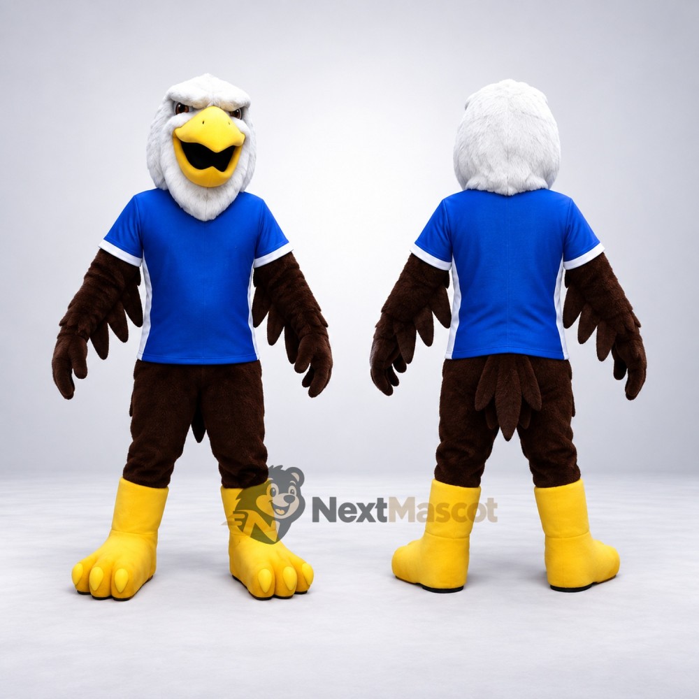 Bald Eagle Mascot Costume - Blue Shirt and Black Shorts Bald Eagle Mascot Costume - Blue Shirt and Black Shorts