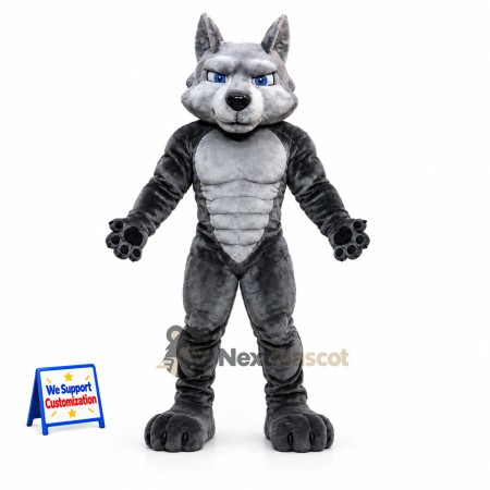 Wolf Mascot Costume - Muscular, Gray for School Events Wolf Mascot Costume - Muscular, Gray for School Events