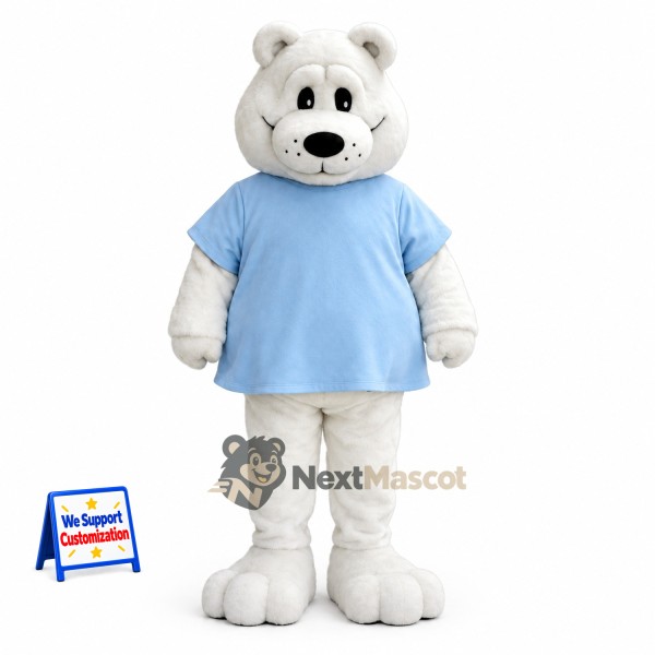 Bear Mascot Costume - Blue Shirt