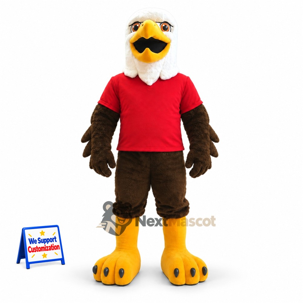 Bald Eagle Mascot Costume - Red Shirt for School Events Bald Eagle Mascot Costume - Red Shirt for School Events