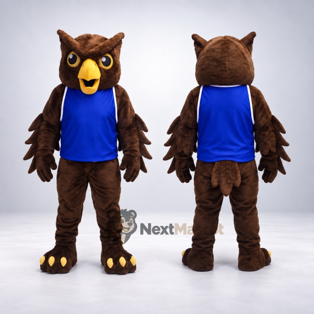 Owl Mascot Costume - Blue Shirt for Parades Owl Mascot Costume - Blue Shirt for Parades