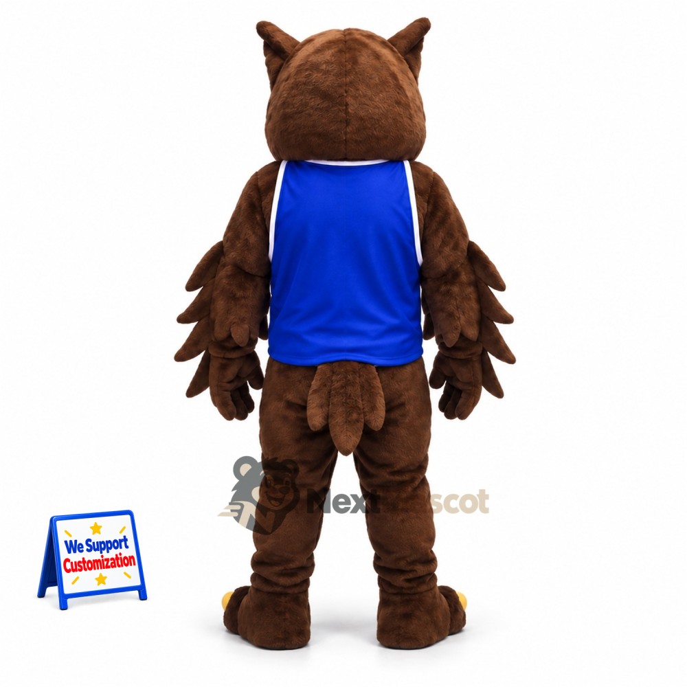 Owl Mascot Costume - Blue Shirt for Parades Owl Mascot Costume - Blue Shirt for Parades