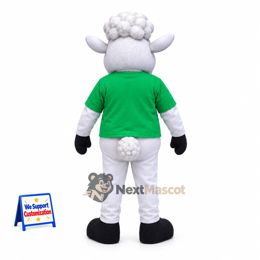 Sheep Mascot Costume - Green Shirt Sheep Mascot Costume - Green Shirt