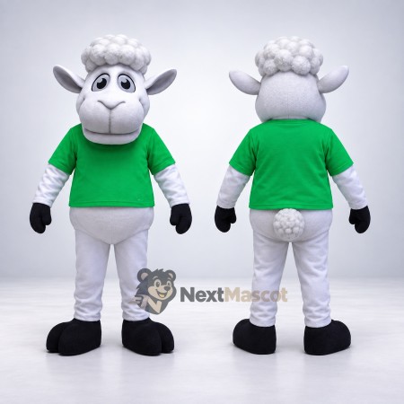 Sheep Mascot Costume - Green Shirt Sheep Mascot Costume - Green Shirt