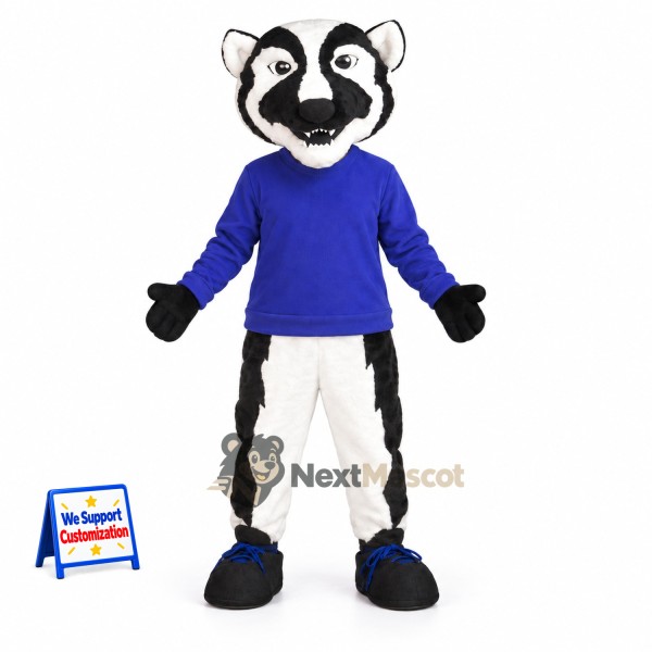Badger Mascot Costume - Blue Shirt