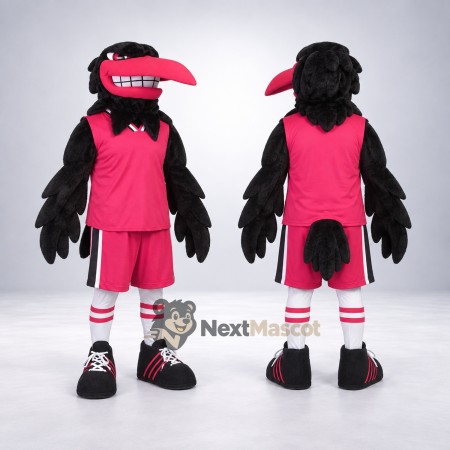 Raven Mascot Costume - Black, Red Uniform for Parades Raven Mascot Costume - Black, Red Uniform for Parades