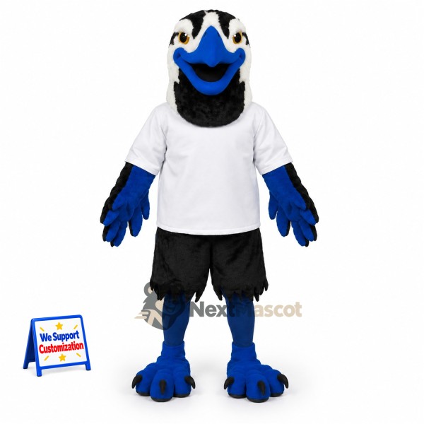 Eagle Mascot Costume - Blue and Black, White Shirt for Parades