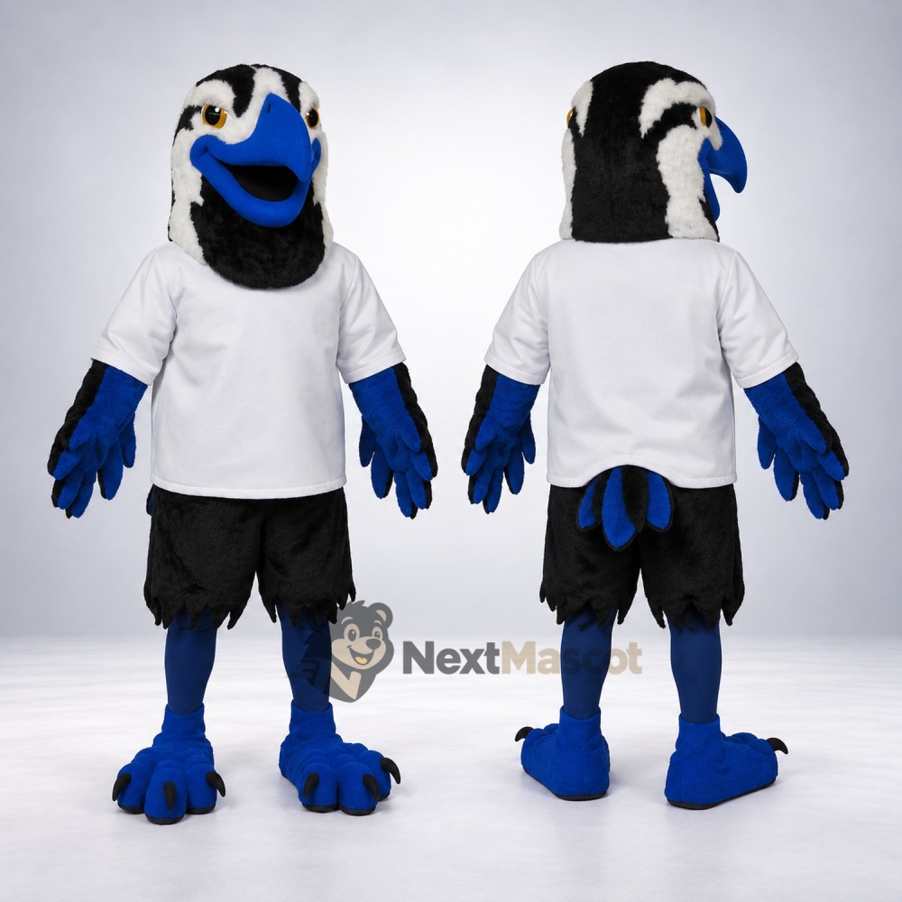 Eagle Mascot Costume - Blue and Black, White Shirt for Parades Eagle Mascot Costume - Blue and Black, White Shirt for Parades